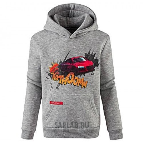 Купить запчасть AUDI - 3201700304 Детский пуловер с капюшоном Audi Kids Hoody Comic Print, Audi Sport, Grey
