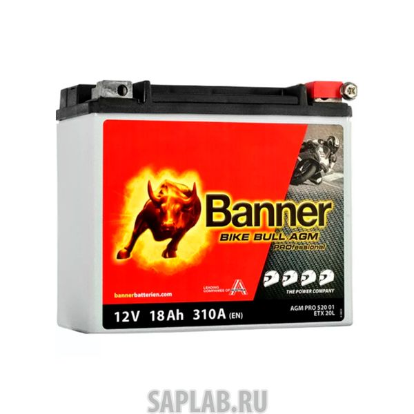 Купить запчасть BANNER - 6СТ18YTX20LBS51821 Аккумулятор BANNER Bike Bull AGM 18А/ч