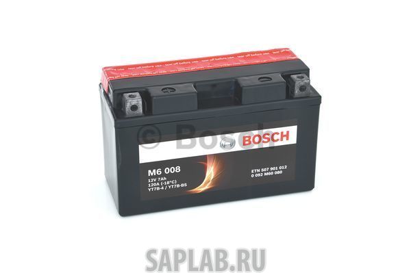 Купить запчасть BOSCH - 0092M60080 Аккумулятор автомобильный BOSCH 0 092 M60 080 7 Ач