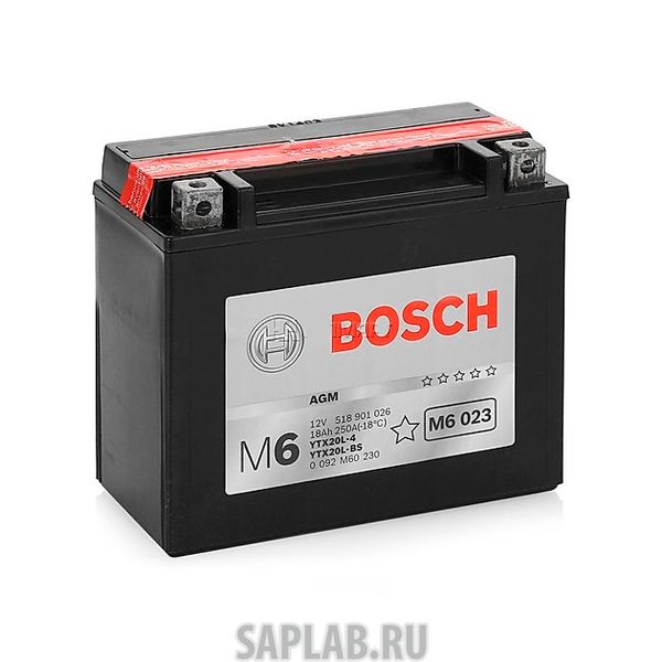 Купить запчасть BOSCH - 0092M60230 Аккумуляторная Батарея Agm [12v 18ah 250a B00] BOSCH 0092M60230