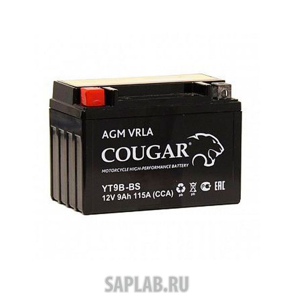 Купить запчасть COUGAR - YT9BBS Аккумулятор мотоциклетный Cougar AGM YT9B-BS 12V 9Ah (залит и готов к применению)