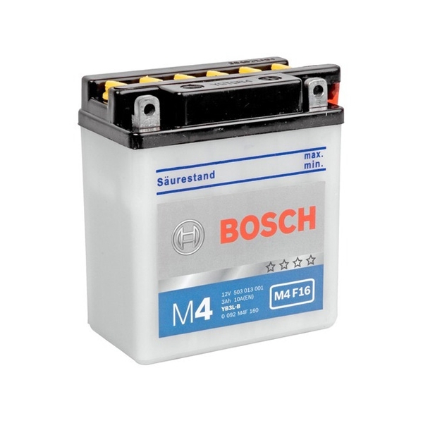 Купить запчасть BOSCH - 0092M4F160 Мото аккумулятор BOSCH FRESH PACK M4F16 12V 3AH 30A обр.пол. Y6 (YB3L-B), 100x58x112