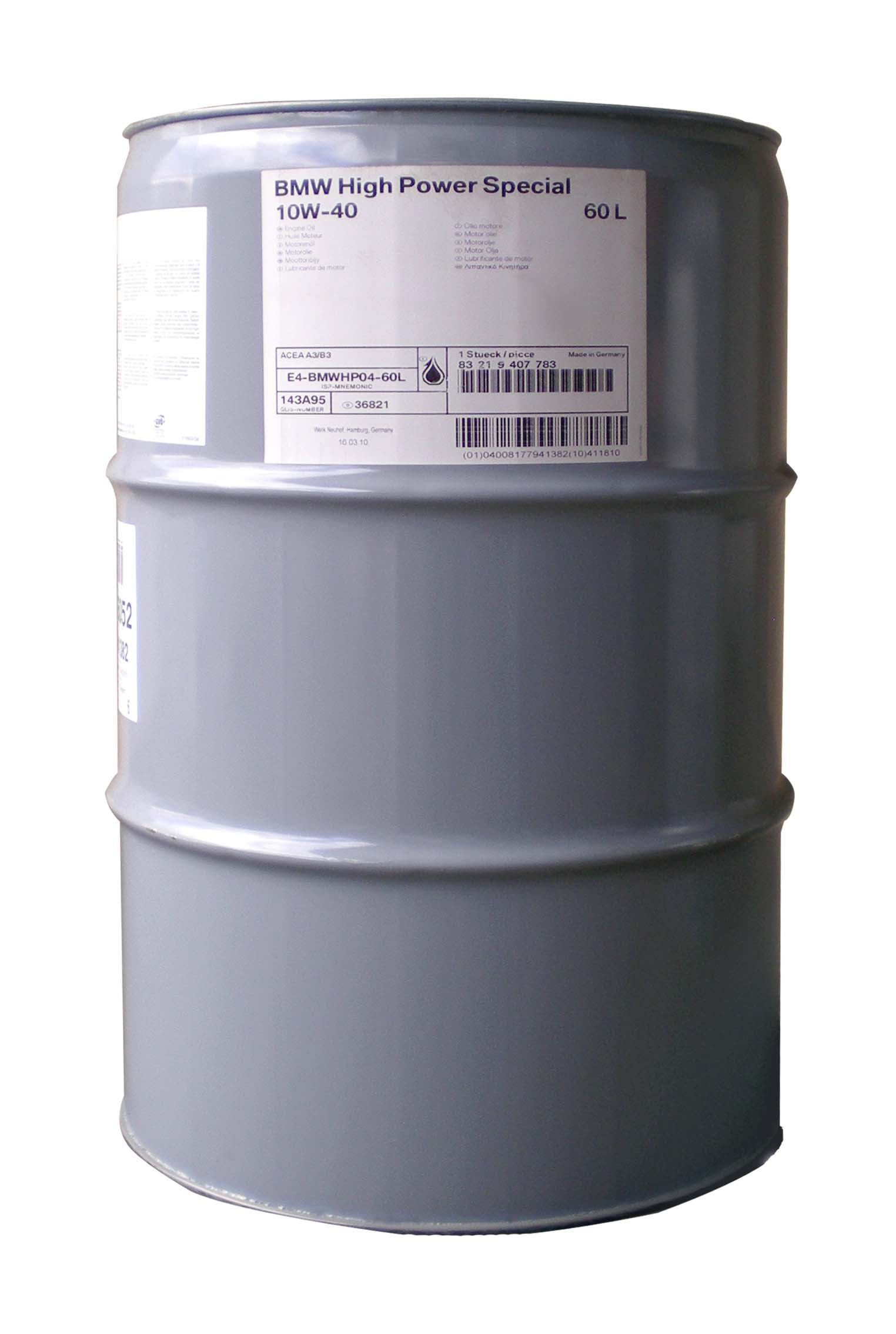 Купить запчасть BMW - 83219407783 Моторное масло BMW High Power Special Oil 10W-40 60л